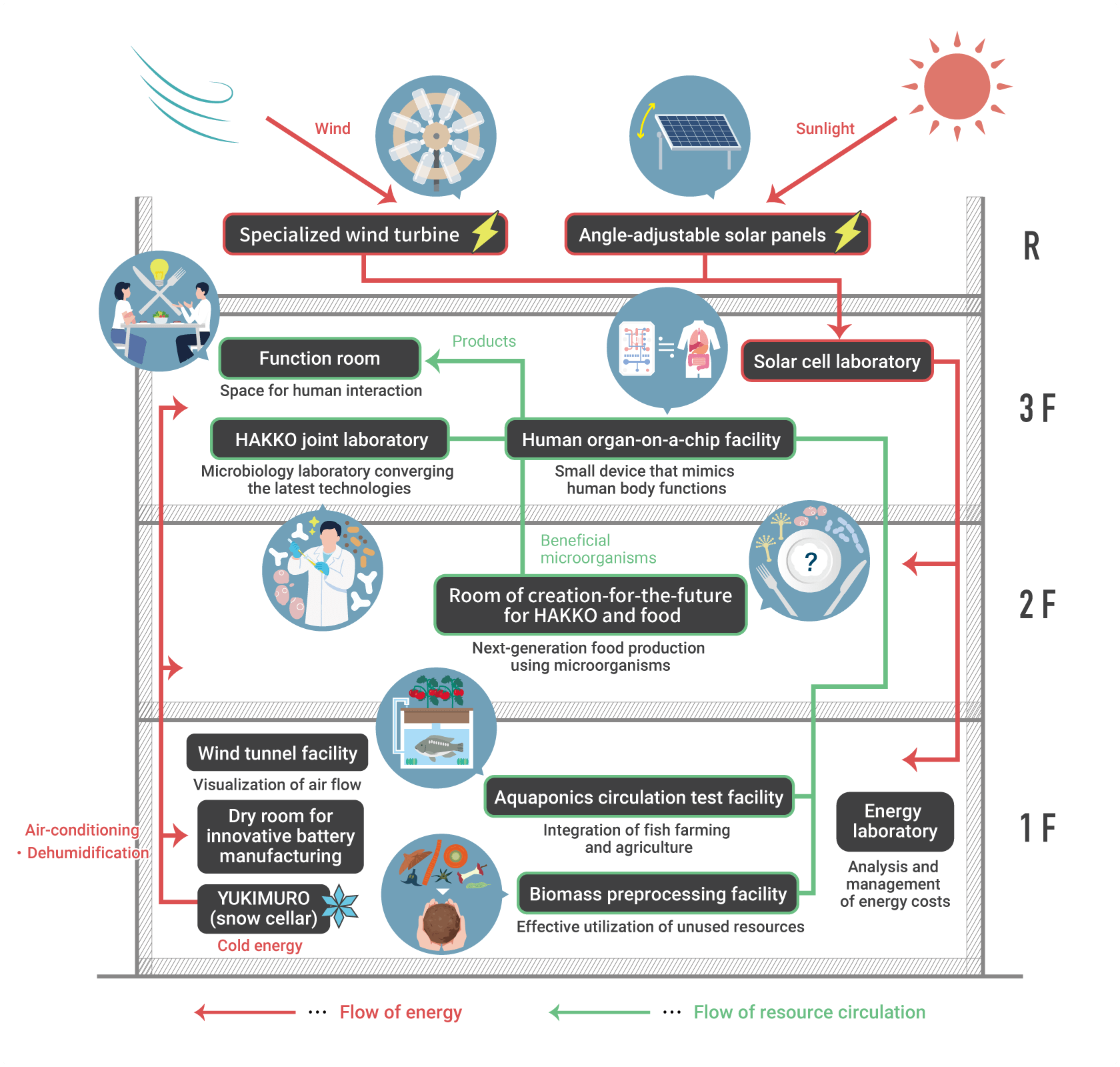 The flow of energy and resource circulation