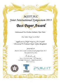 Best Paper Award（MJJIS2013）